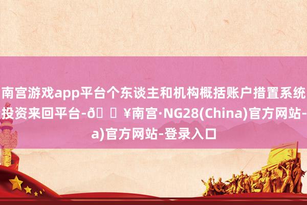 南宫游戏app平台个东谈主和机构概括账户措置系统以及定量投资来回平台-🔥南宫·NG28(China)官方网站-登录入口